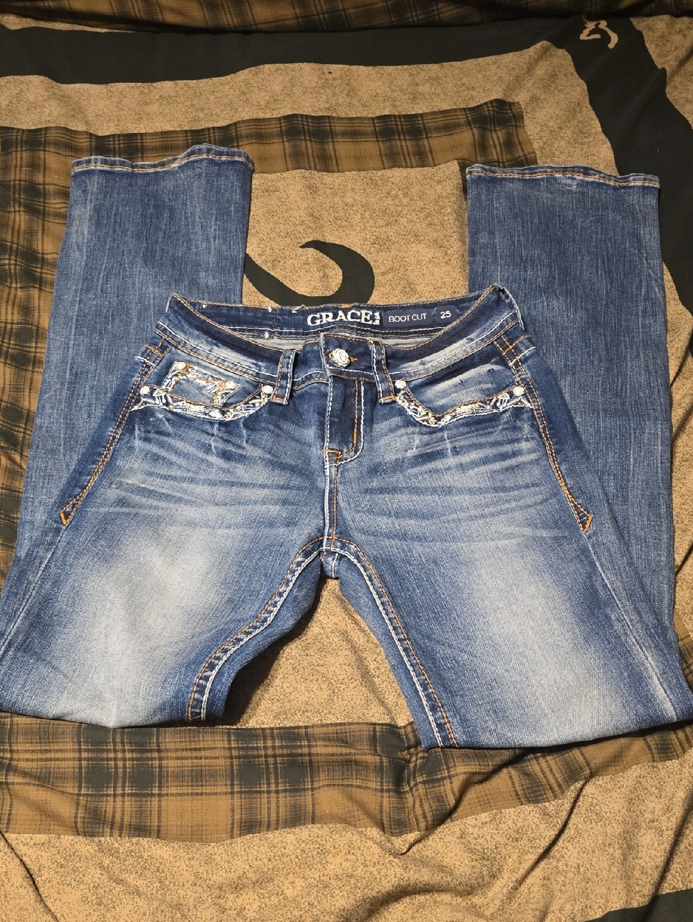 Grace Women's Boot Cut Jeans in Faded Blue Wash Brand New Size 25